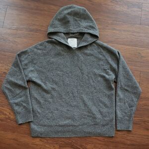 Repaired Naadam Gray 100% Cashmere Chic Edgy Feminine Pullover Hoodie Size XS
